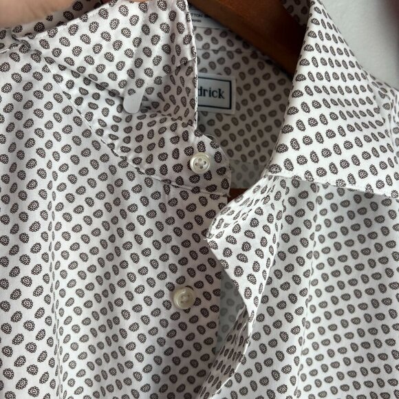 Paul Fredrick Men's Dress Shirt Two Ply Cotton 16 1/2 - 34 White Paisley Print - Picture 5 of 10